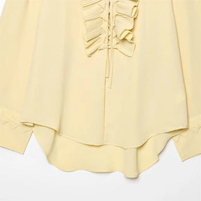 Conjunto Camisa com Babados & Saia Midi Casual Primavera/Verão