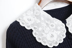 Vestido Mini de Luxo com Detalhes em Renda, Mangas Longas e Saia de Volume