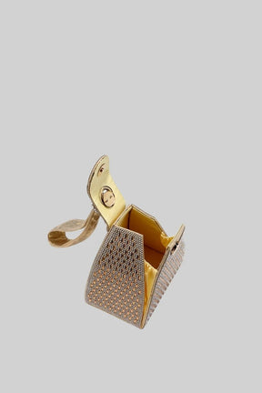 Bolsa Triangular Pedras Efeito Metálico