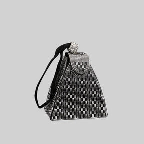 Bolsa Triangular Pedras Efeito Metálico