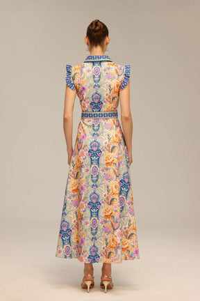 Vestido Elegante de Corte Clássico com Abotoamento Frontal e Caimento Impecável