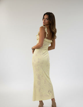 Vestido Longo Floral Retrô Amarelo – Elegância e frescor em cada detalhe