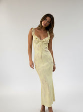 Vestido Longo Floral Retrô Amarelo – Elegância e frescor em cada detalhe