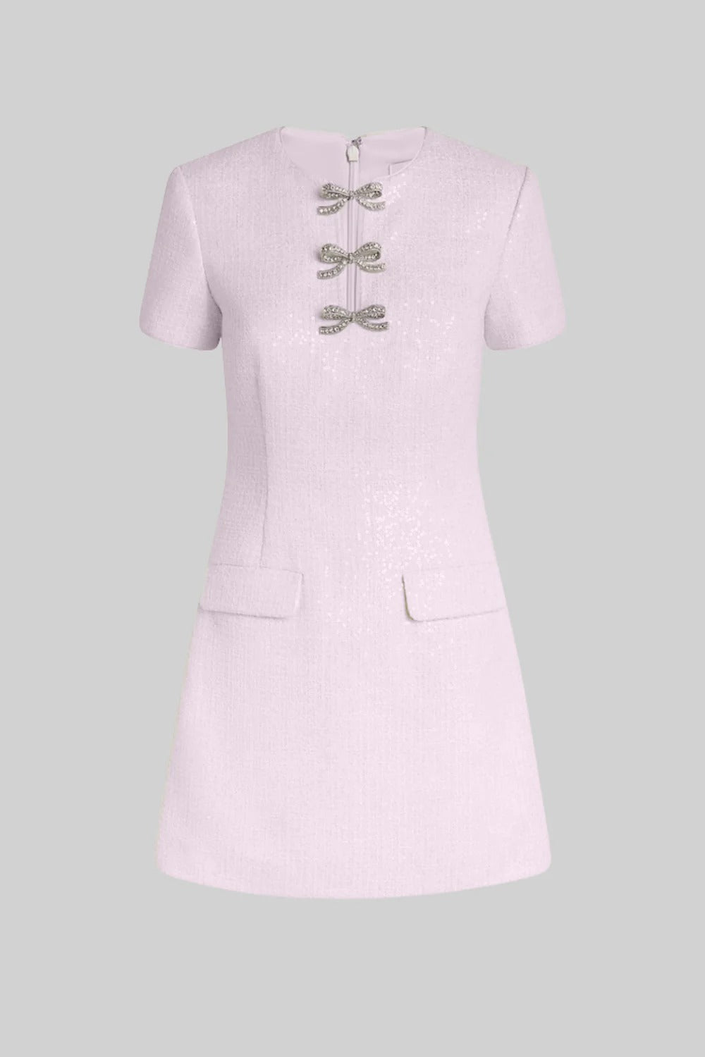 Vestido A-Linha com Laço e Pedrarias Bordadas à Mão – Elegância e Sofisticação