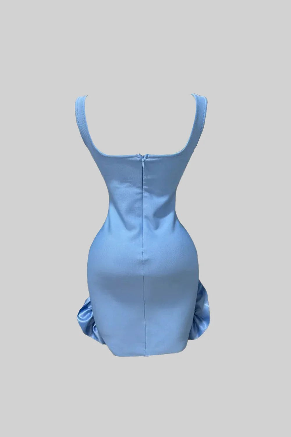 Vestido Mini Estruturado com Babados Esculpidos e Cristais Bordados à Mão