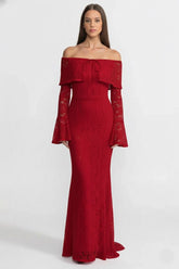 Vestido Longo Ombro a Ombro com Renda — Elegância Atemporal