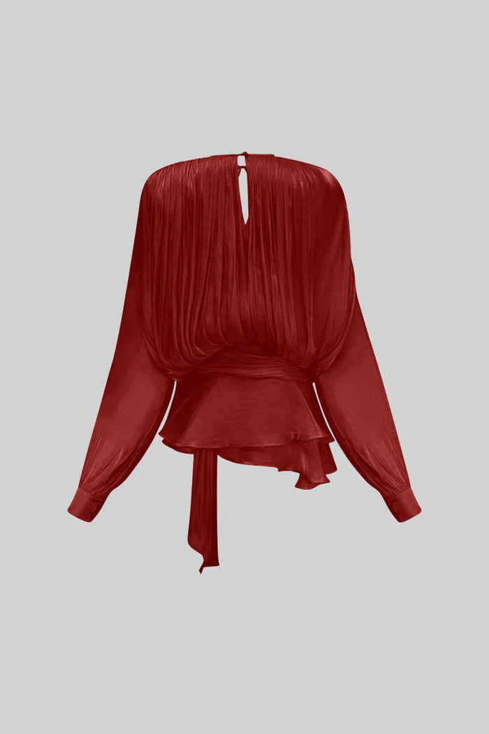 Vestido Mini com Babados, Mangas Longas e Silhueta Fluida