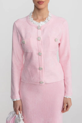 Conjunto Executivo Rosa: Casaco Estruturado e Saia Sereia Midi – Elegância