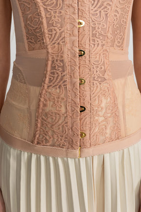 Corset Rendado Tomara que Caia Estruturado e Fecho Frontal
