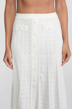 Conjunto Elegante em Tricot com Manga Curta e Saia