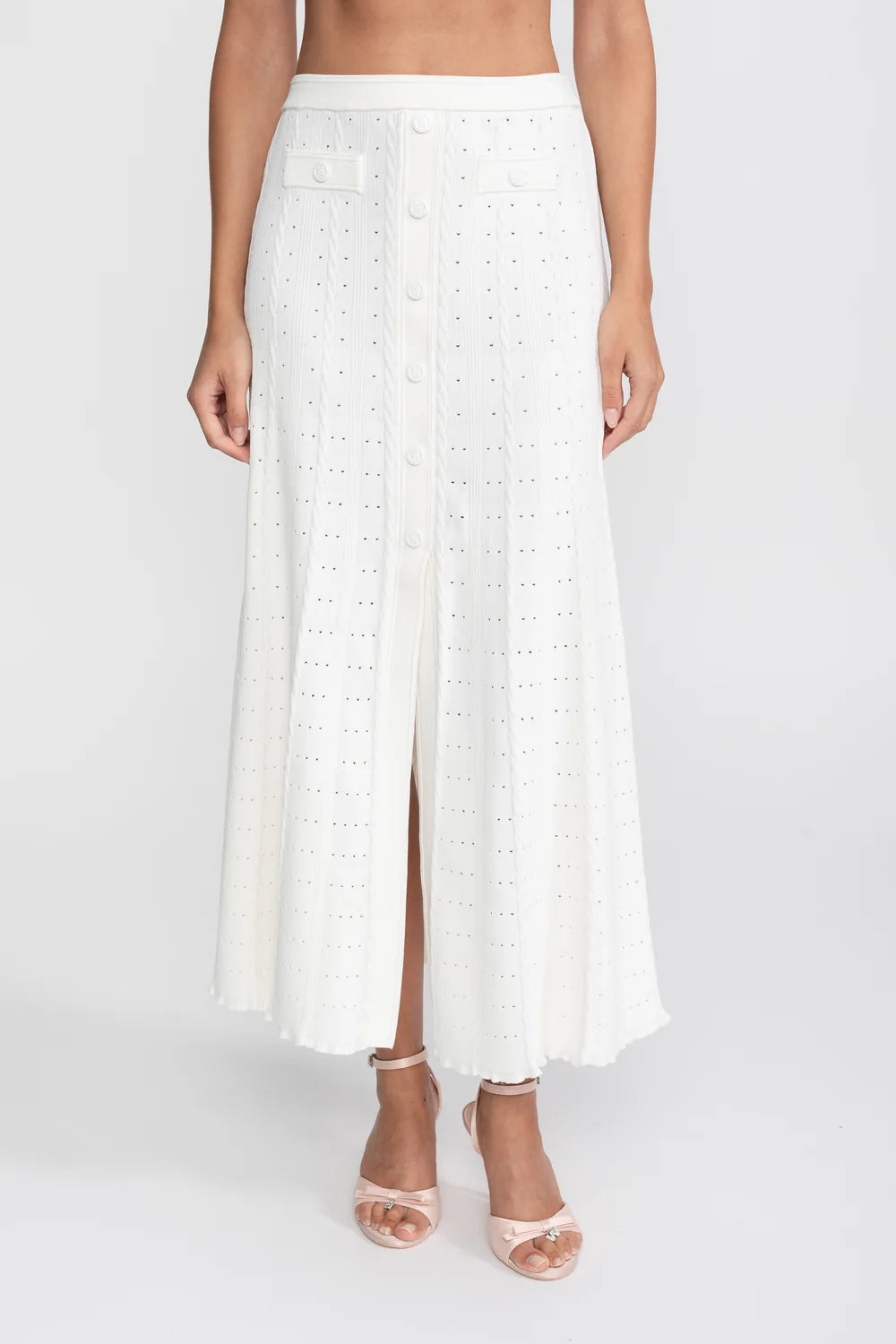 Conjunto Elegante em Tricot com Manga Curta e Saia