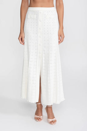 Conjunto Elegante em Tricot com Manga Curta e Saia