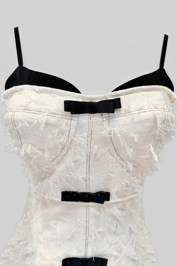 Vestido Com Plumas - Marfim